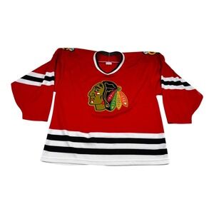 Vintage Chicago Blackhawks Jersey Mens Large Red NHL Hockey CCM Canada 90s